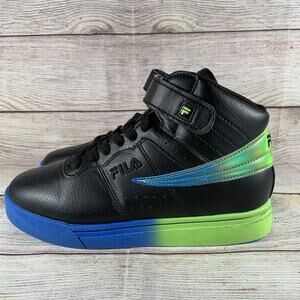 Fila Vulc Kids Size 2 Hi Top Shoes Sneakers Black Blue Green